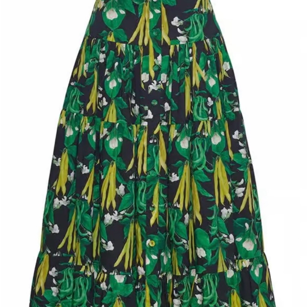 Floral Green and Black Women's Skirt